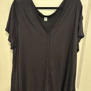 Old Navy Black Flutter Sleeve Button Down Shirt